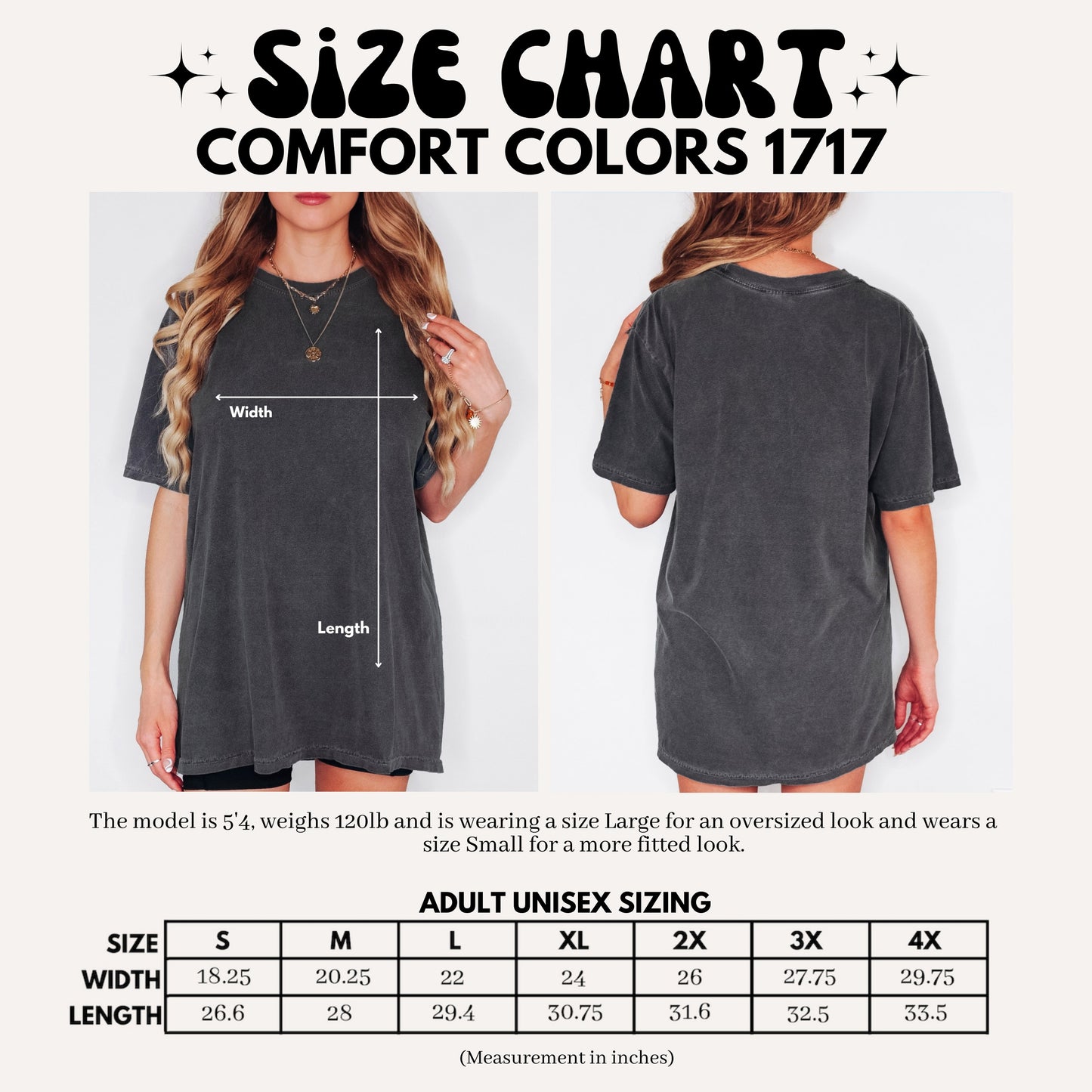 Comfort colors size chart