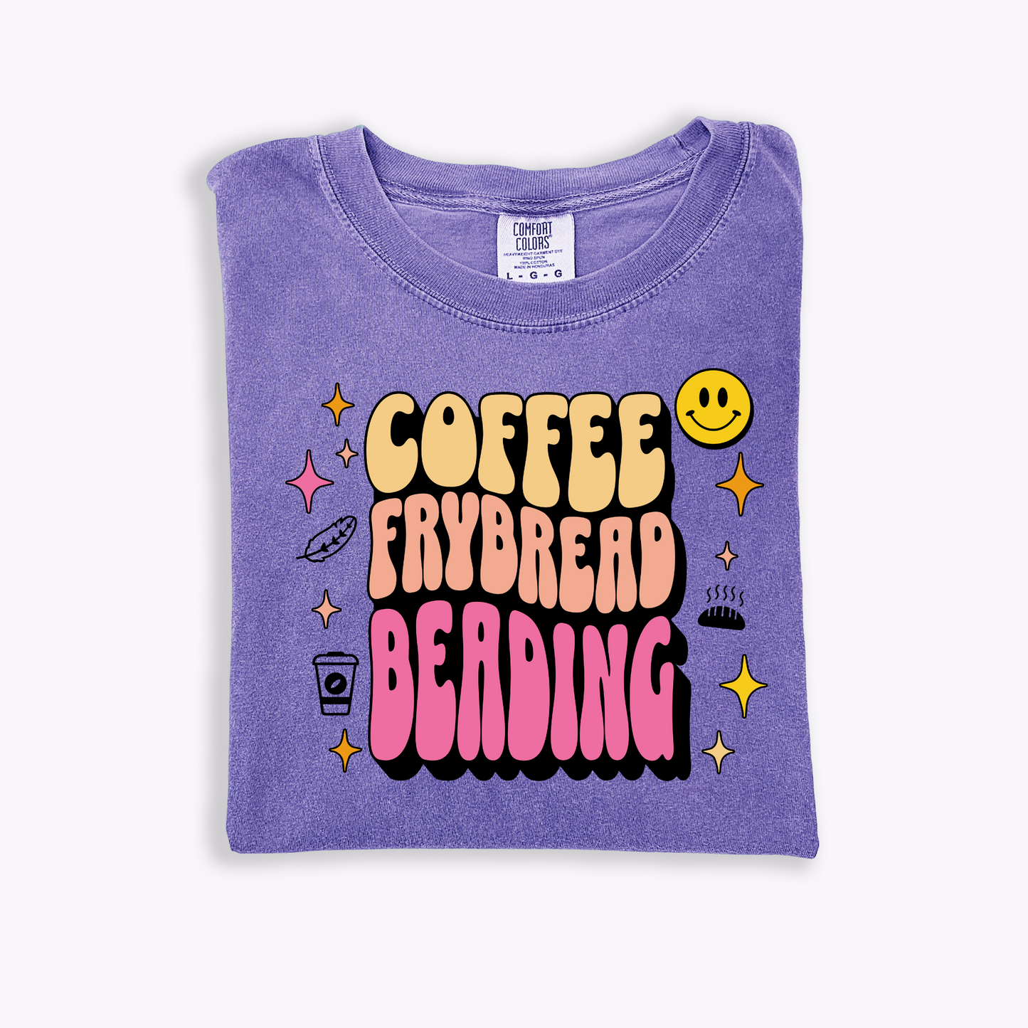 "Coffee, frybread, beading"