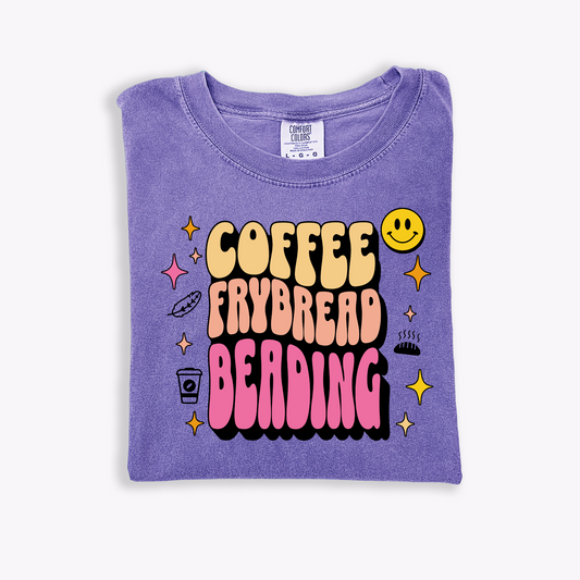 "Coffee, frybread, beading"